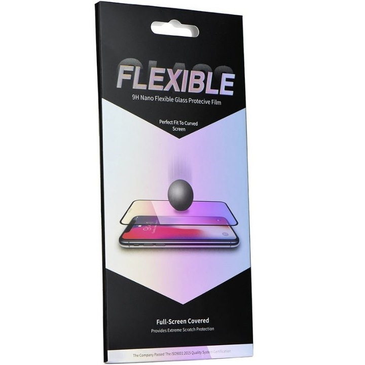 Samsung Galaxy A12 / A12 Nacho / M12 SM-A125F / A127F / M127F, Kijelzővédő fólia, ütésálló fólia, Tempered Glass (edzett üveg), 5D, Full Glue, Nano Flexi Glass, fekete (106107)