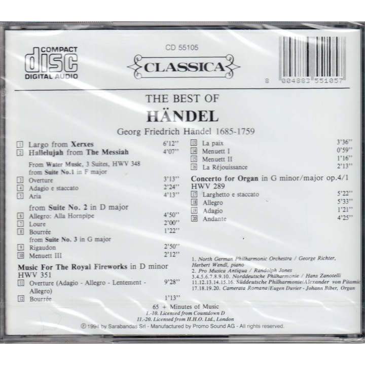The Best Of Handel CD