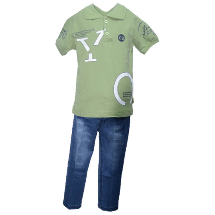 Compleu din 2 piese tricou si blugi pentru baieti WIGGLE KIDS 220323-V-110, Verde 93156