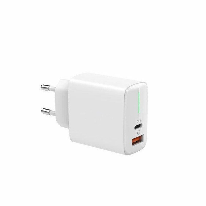 Incarcator rapid cu 2 USB-uri, priza 220V, 5V, 20W, USB-C, USB-A, 68707 CarCo