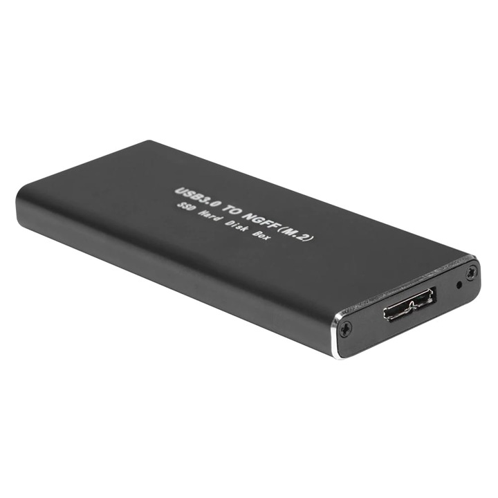 Carcasa, SwiatKabli, M.2 NGFF, USB 3.0, SSD SATA III, Negru