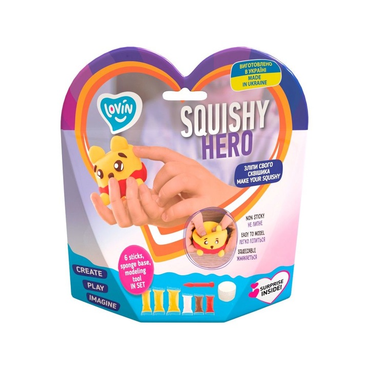 Set Air Clay pentru modelaj Lovin - 6 culori - Squishy Hero - Squiny Pooh