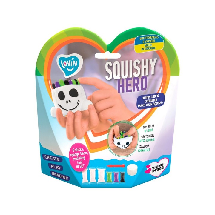 Комплект Air Clay за моделиране Lovin - 6 цвята - Squishy Hero - Scary Ghost