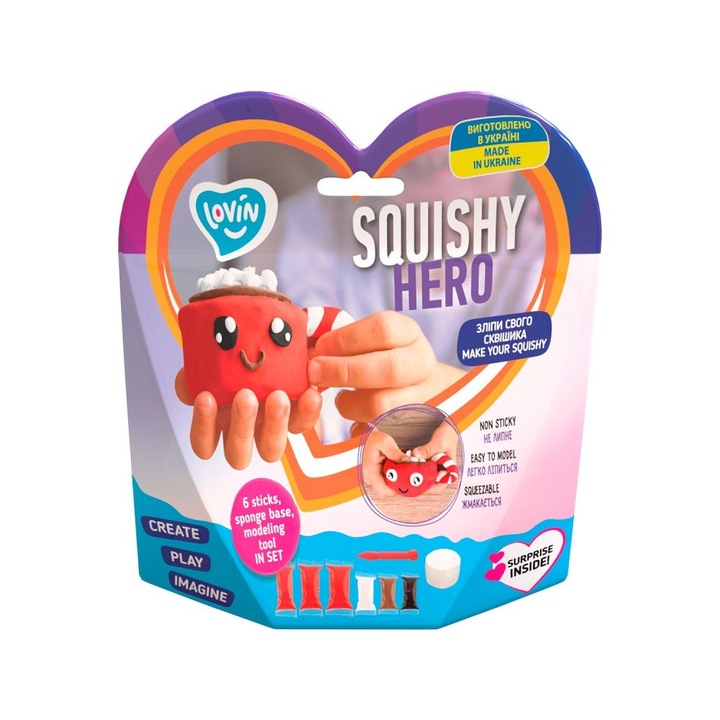 Комплект Air Clay за моделиране Lovin - 6 цвята - Squishy Hero - Cupcao