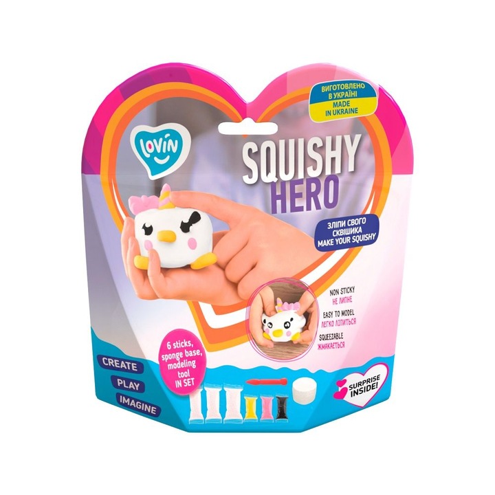 Комплект въздушна глина за моделиране Lovin - 6 цвята - Squishy Hero - Teensy-Weensy
