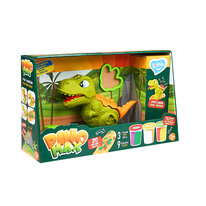 Set Plastilina, accesorii si jucarie pentru modelaj Lovin - Dino Max