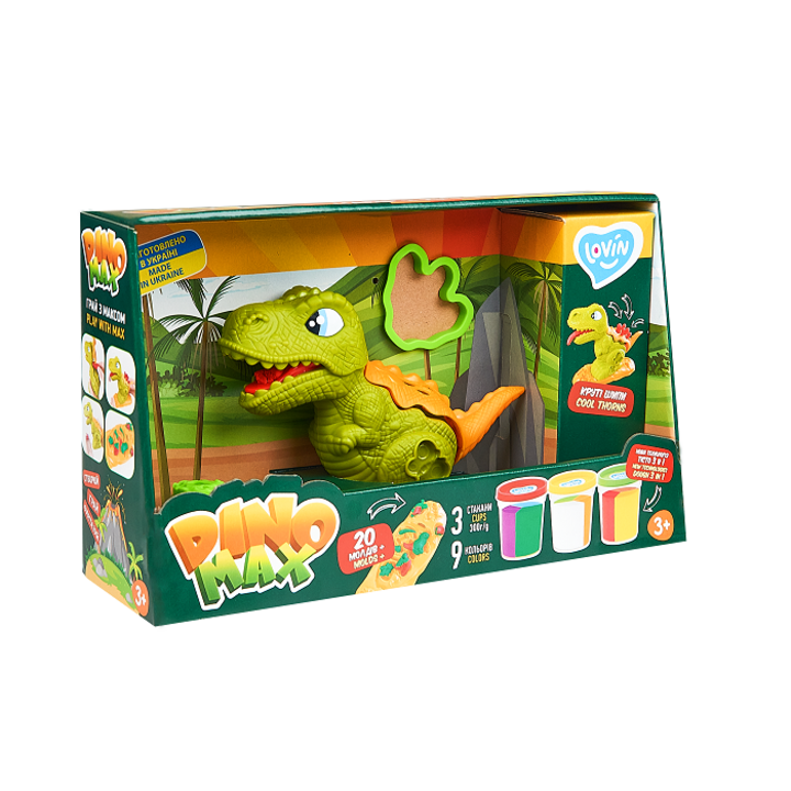 Set Plastilina, accesorii si jucarie pentru modelaj Lovin - Dino Max