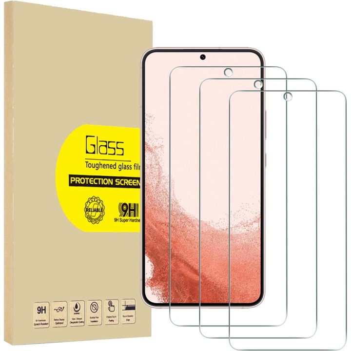 Комплект от 3 скрийн протектора, защитено стъкло, съвместими с Samsung Galaxy S23 Plus 5G, прозрачни
