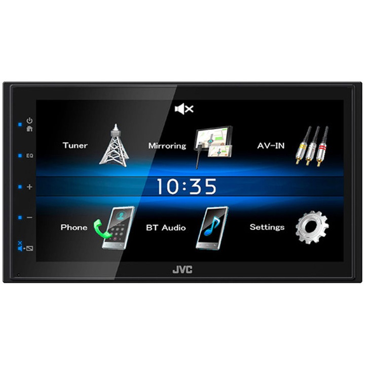 JVC KWM25BT Multimédia, 2DIN 6,8" WVGA érintőképernyővel, Bluetooth, Bemenet a tolatókamera számára, Fekete