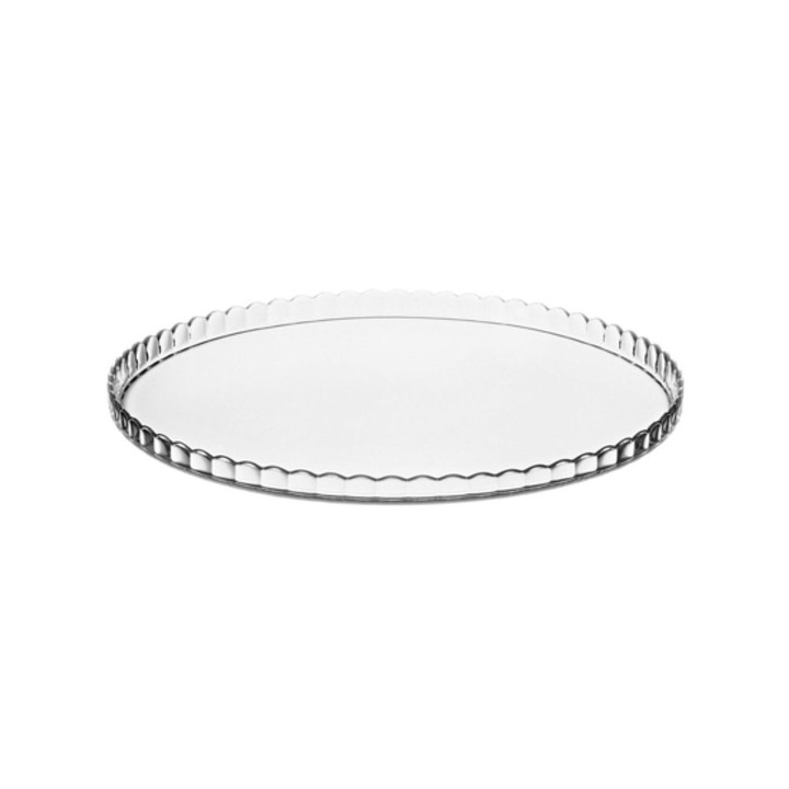 Platou din sticla cu margine ondulata 32cm, Pasabahce Patisserie