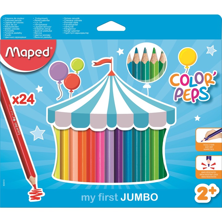 Maped Color'Peps My First Jumbo, Creioane colorate, 24 culori