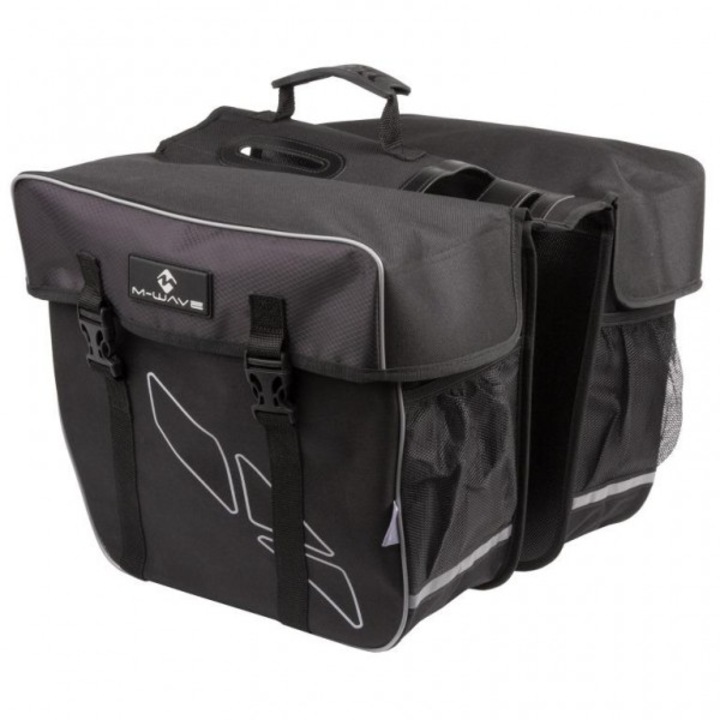 Kerékpáros táska, biciklis túratáska csomagtartóra, 2 részes, fekete