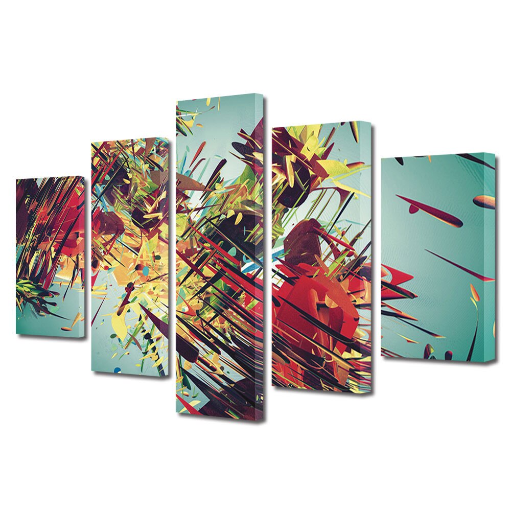 Tablou Multicanvas 5 Piese Abstract Decorativ, Vintage abstract, 60 x 100 cm