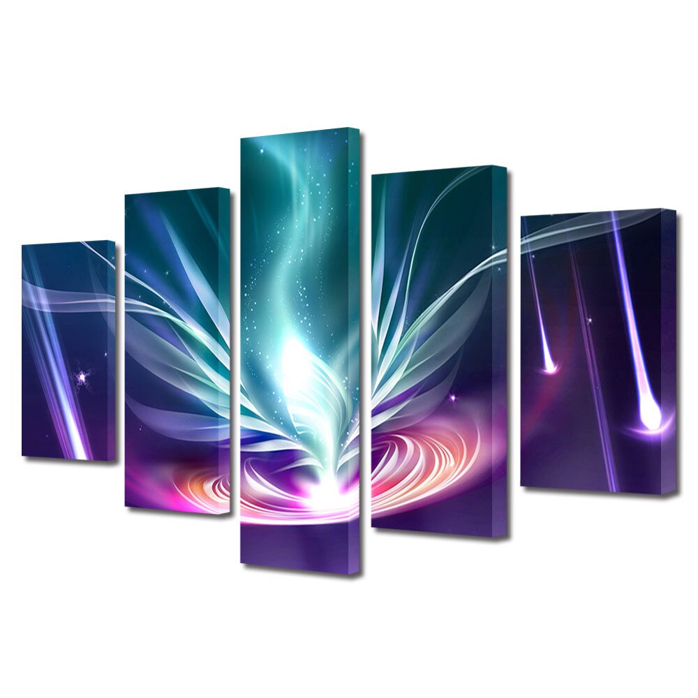 Tablou Multicanvas 5 Piese Abstract Decorativ, Energie, 60 x 100 cm
