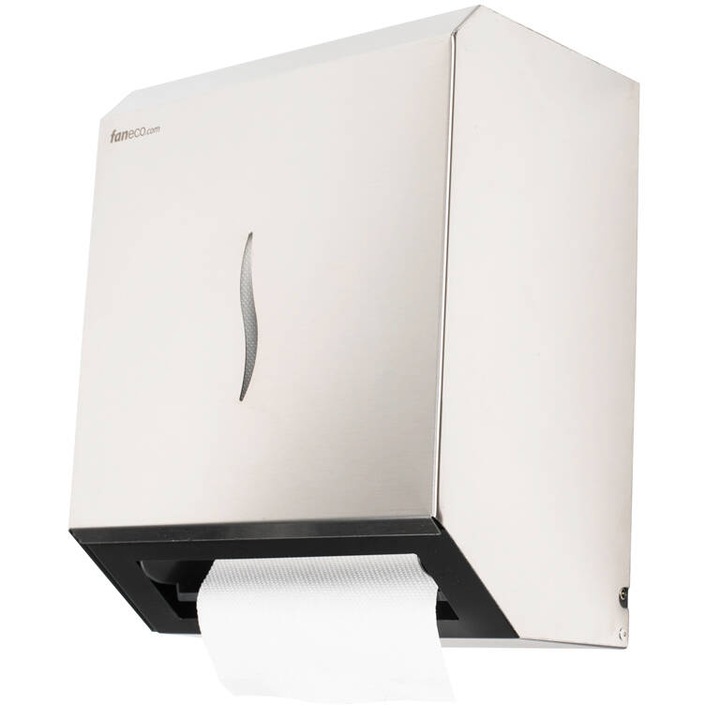 Distribuitor automat de hartie igienica, FANECO, Inox, Alb