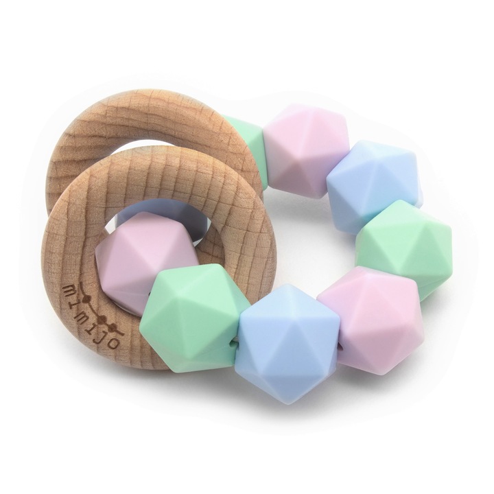 Jucarie dentitie din silicon si lemn natural Penelope