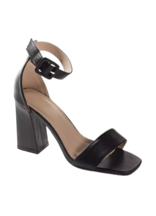 Sandale dama cu toc, Moda Stil, Marlye, Piele intoarsa, Negru