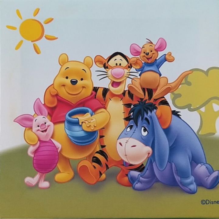 Tablou canvas Disney Winnie & Friends, multicolor, 20x20cm