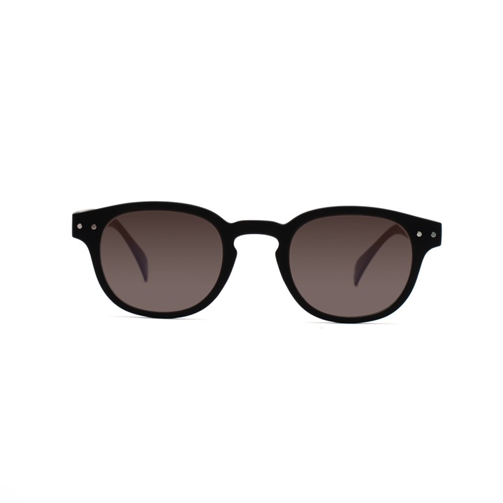 Dioptria nélküli napszemüveg, Essilor® UV400 védelem és barna lencsék, Anton UV SUN™, fekete négyzet alakú Munnel® (férfiak)