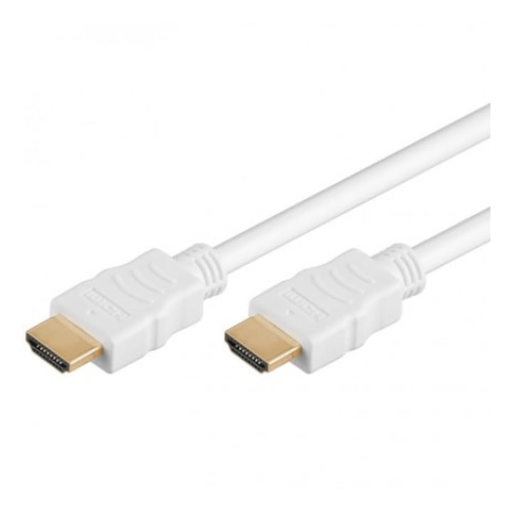 HDMI kábel, dugasz-apa, 4K, Kiváló minőségű, V1.4 arany érintkezők, 5m, fehér, PremiumCord, kphdme5w