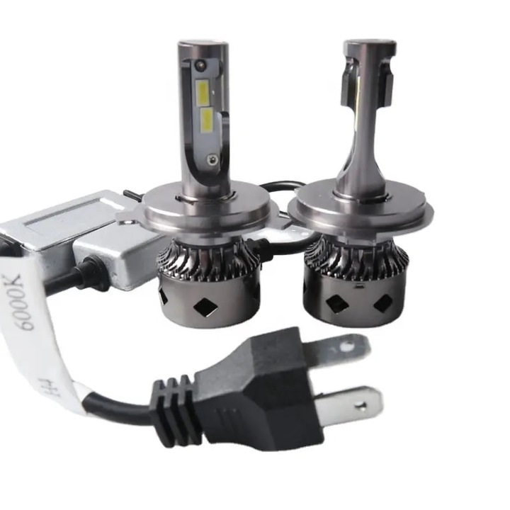 Set 2 becuri auto H4, 100W, 15000 Lumeni, Lumina alba 6000k, Tensiune 9-30V, Canbus, DOMDRIVE®