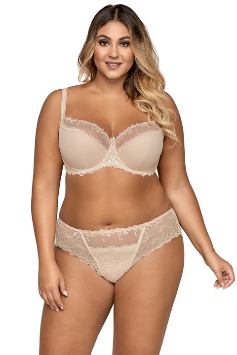 Ava Ladies Underwired melltartó fehérnemű, félig párnázott hímzett melltartó pántokkal 1030, bézs, 85B