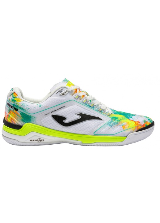 Ghete fotbal/fotbal de sala barbati, Joma, Invicto, INVW2232IN, Sintetic, Alb-Verde fluorescent, Alb