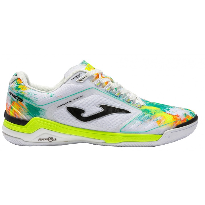 Ghete fotbal/fotbal de sala barbati, Joma, Invicto, INVW2232IN, Sintetic, Alb-Verde fluorescent, Alb