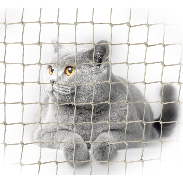 Plasa pentru pisici cu fir de intarire, Linarem, 30x30mm, bej, 1m