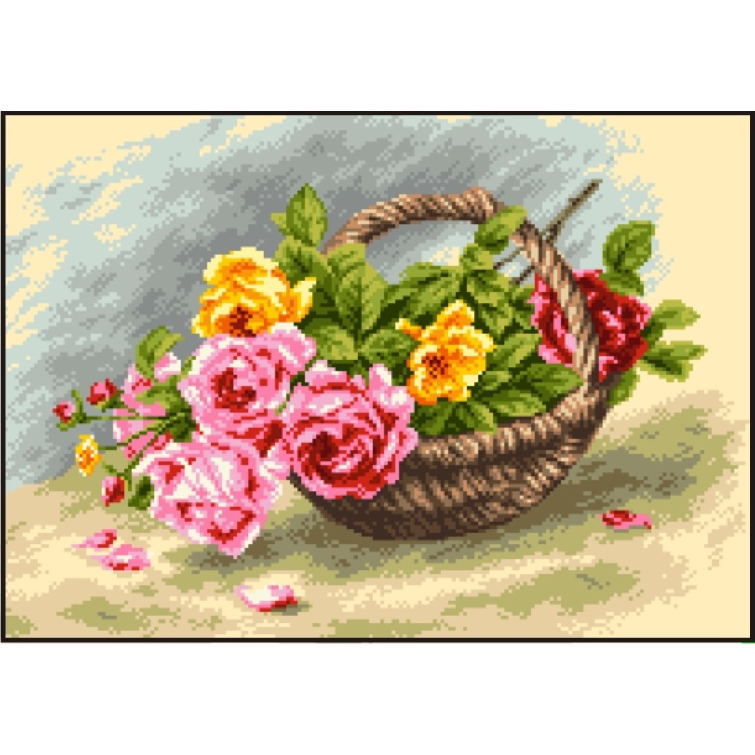 Culcusul rozelor - kit goblen cu diagrama alb-negru