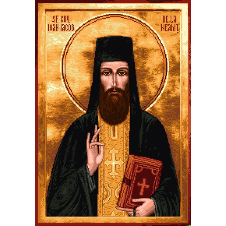 Cuviosul Ioan Iacob Hozevitul - kit goblen cu diagrama alb-negru