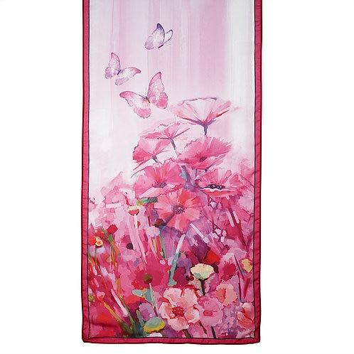 Esarfa Galleria Inc. USA, Model flori si fluturi, Poliester, Multicolor