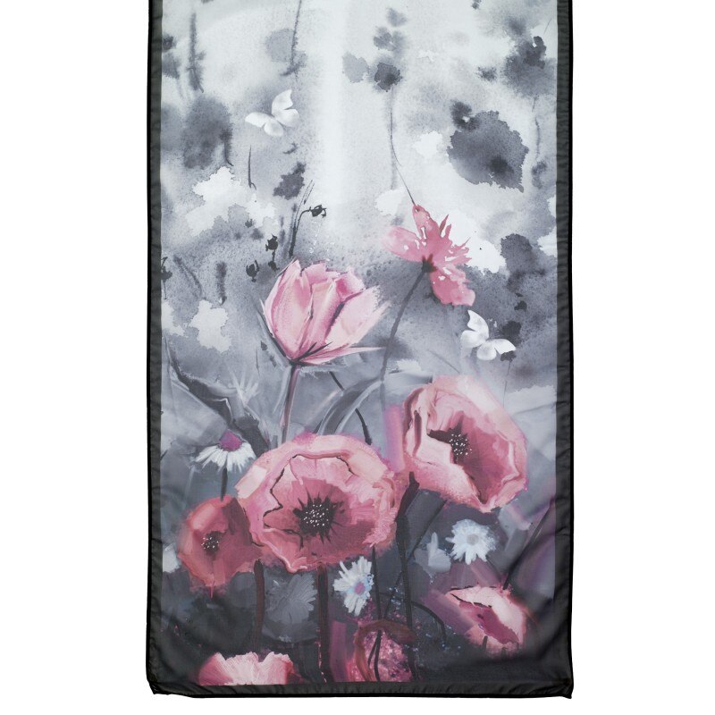 Esarfa Galleria Inc. USA, Model trandafiri, Poliester, Roz/ Gri