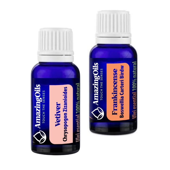 Set 2 uleiuri esentiale Tamaie si Vetiver, AmazingOils, 2x15 ml