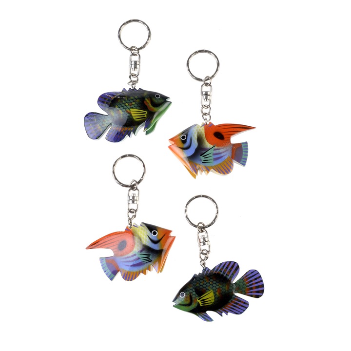 Комплект ключодържатели 4 бр, Gloria Maris Handmade, Fish1543 Multicolor, 10 x 7 cm