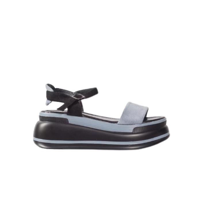 Sandale dama cu platforma, Moda Stil, Despina, Piele ecologica, Albastru deschis, 40