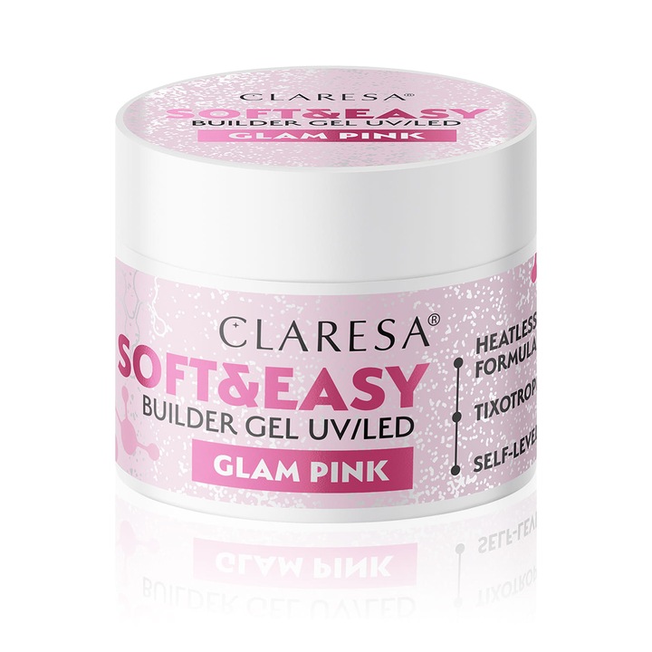 Gel de constructie pentru unghii, Claresa, nuanta Glam Pink, 90g