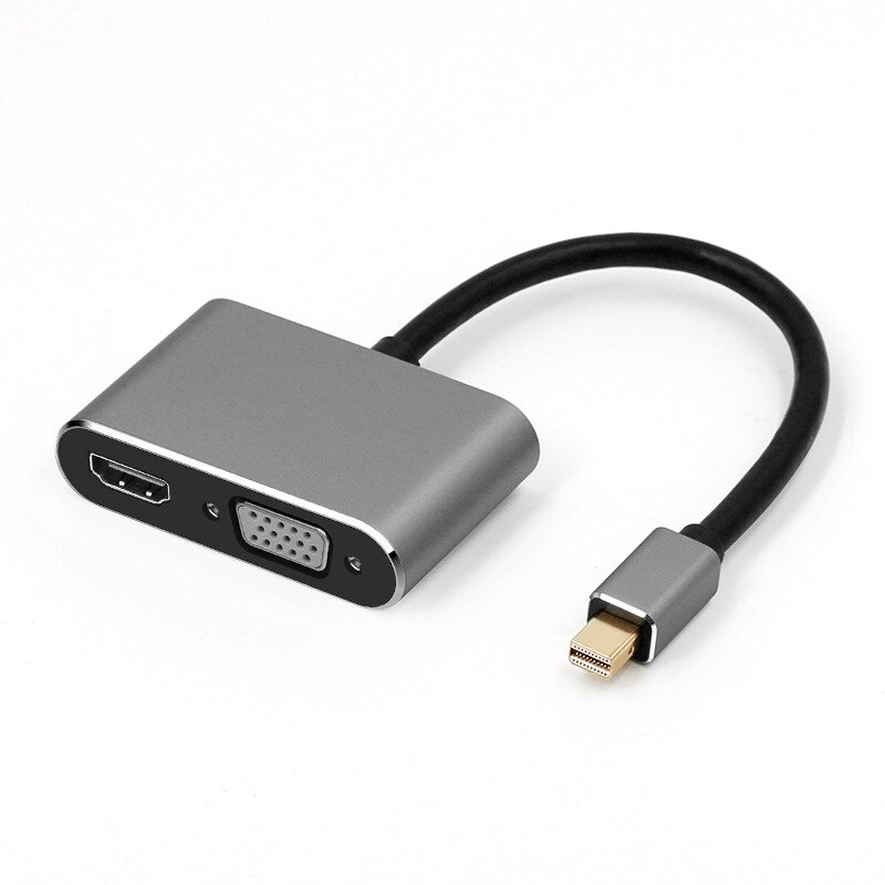 Адаптер, JESWO, 2в1, HDMI/VGA/Mini DisplayPort, 4K, сив - eMAG.bg