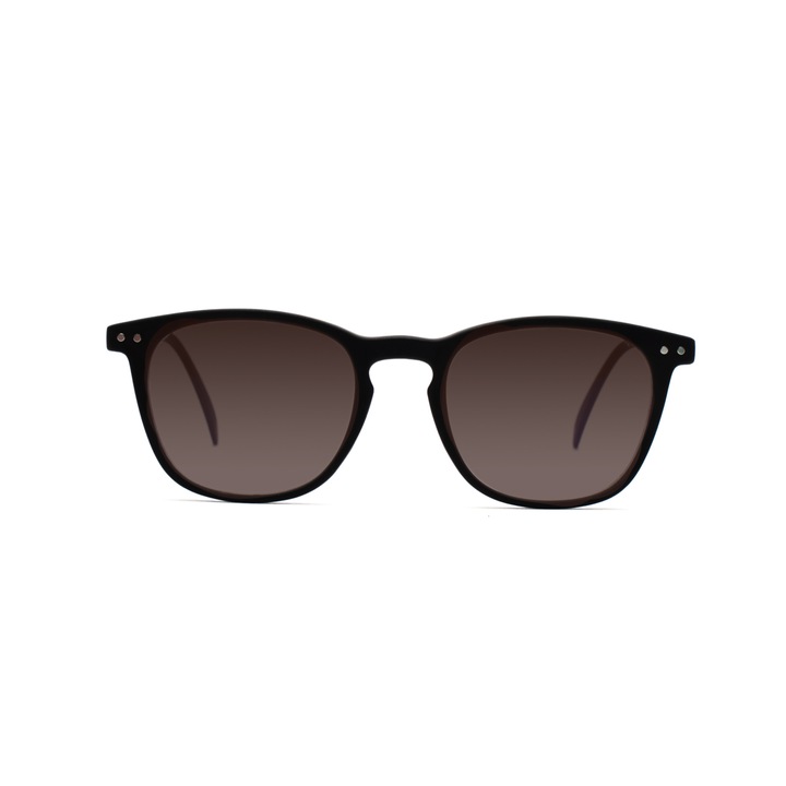 Dioptria nélküli napszemüveg, Essilor® UV400 védelem és barna lencsék, William UV SUN™, fekete négyzet alakú Munnel® (férfiak)