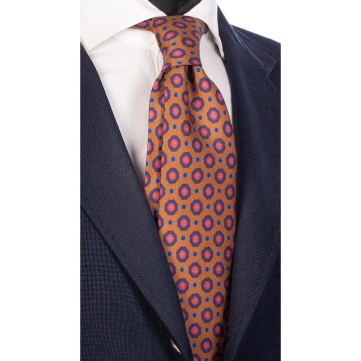 Cravata matase AN3653, Ruginiu, 148 cm x 8 cm