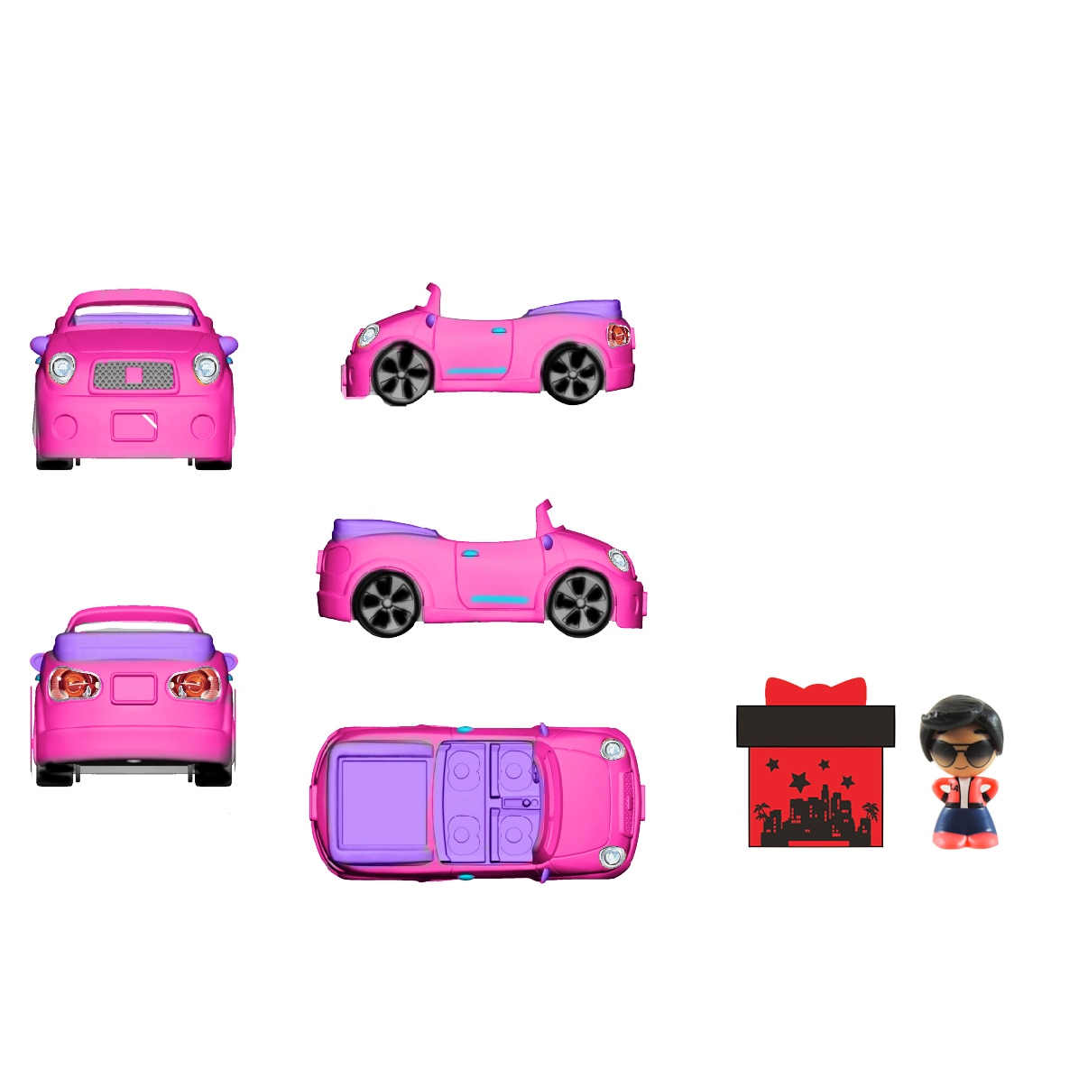 Set figurine Gift 'ems, Masina si cutie cu surpriza