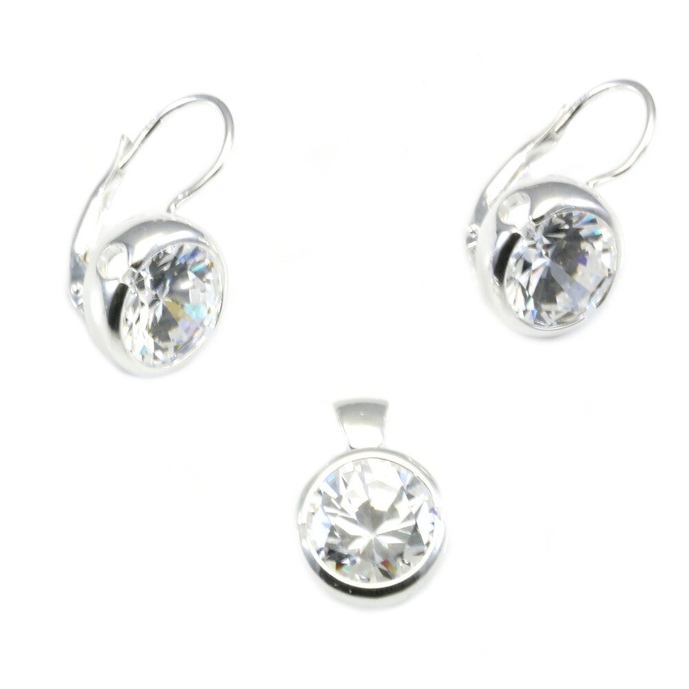 Set argint cu cu cristal Cubic Zirconia de 10 mm