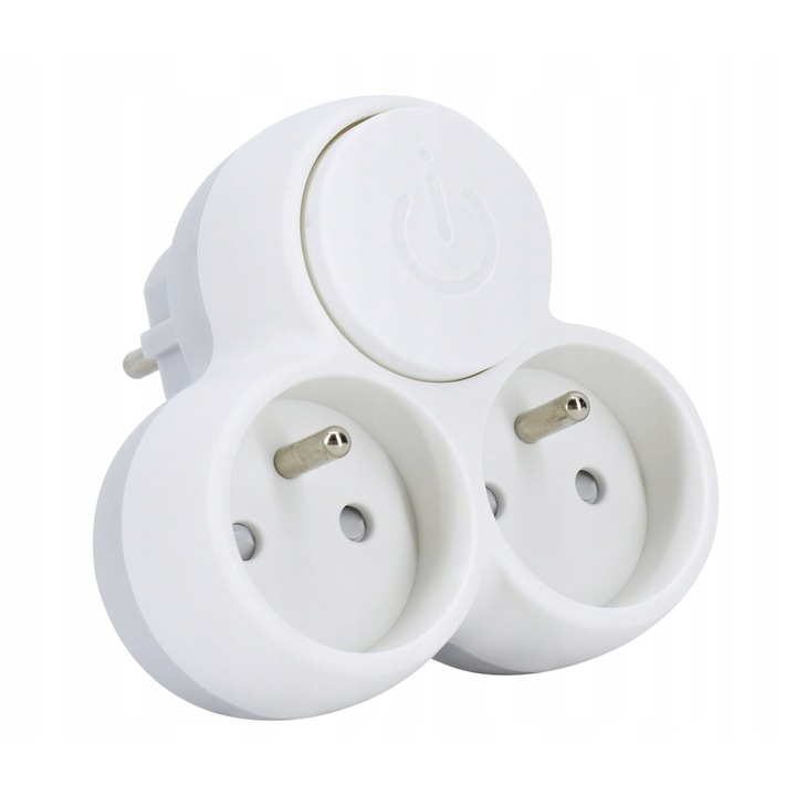 Сплитер с 2 гнезда, Bemko, 16 A, Бял