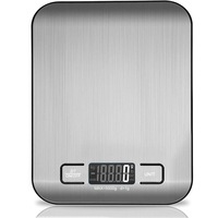 Cantar bucatarie digital, Bukate, ecran LED, multiple unitati de masura, capacitate 5 kg, culoare gri inchis, cu folie de protectie Albastra