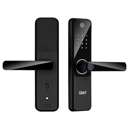 Incuietoare inteligenta wireless iHunt Yala Smart Lock Camera, ultima generatie, bluetooth, sonerie integrata, alimentare 4xAA, 5in1 Aplicatie, Card RFID, Amprenta, Parola, Cheie, compatibil Android si IOS, aplicatie iHunt Home, negru