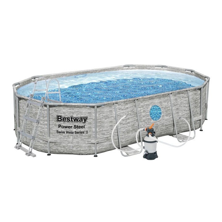 Басейн Power Steel, Bestway, PVC, 488 x 305 x 107 см, сив