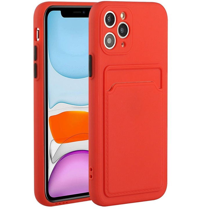 Huawei Honor 50 SE / Nova 9 SE 4G / 5G, Силиконов кейс, с държач за карти, Wooze Card Slot, червен (112955)