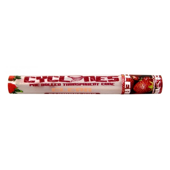 Con pre-rulat transparent Cyclones Strawberries King Size 110mm, aroma Capsuni