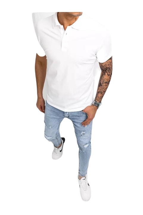 Dstreet férfi galléros póló Mackay fehér