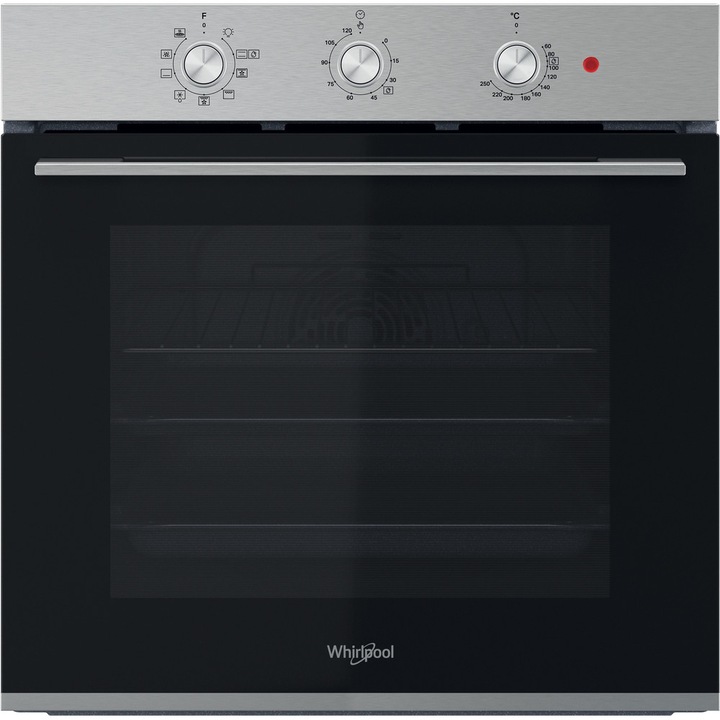 Cuptor incorporabil Whirlpool OMK38HU0X, clasa energetica A, 71L, 8 programe, functie Cook3 negru/otel inoxidabil